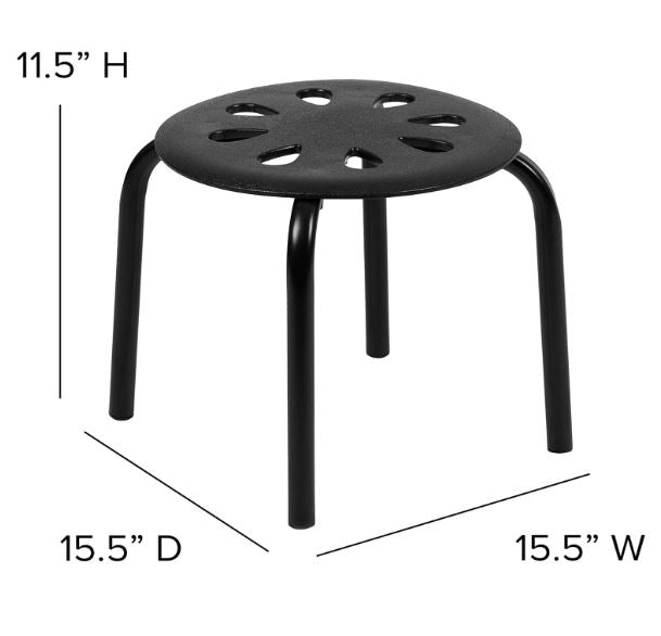 Flash Furniture Bentley Plastic Nesting Stack Stools, 11.5"Height, Black (5 Pack)