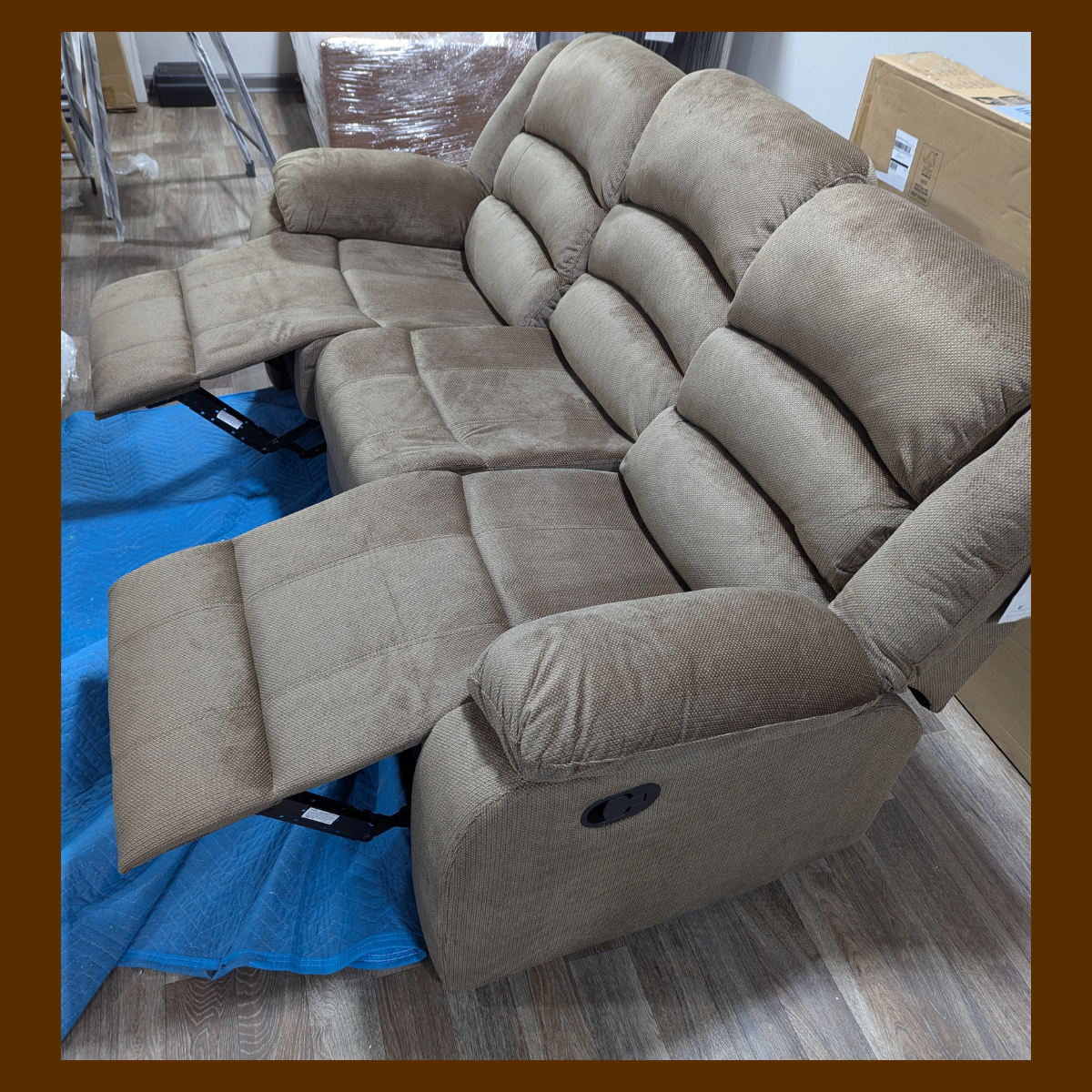 AC Pacific Brown Reclining Sofa
