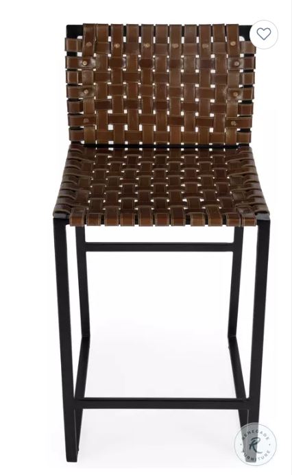 Urban Brown Woven Leather Counter Height Stool