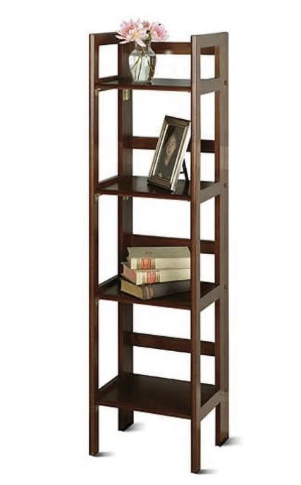 Winsome Solid/Composite Wood 4-Tier Narrow Folding Shelf, Antique Walnut | Quill