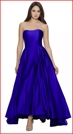 Betsy & Adam Womens Strapless High-Low Gown Dress  |  Size:  8P   |   Color:  Royal Blue  |  0074