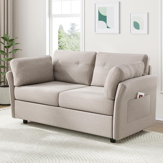 Novilla 57" Loveseat Sofa Linen Oatmeal