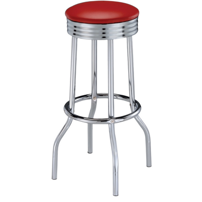 Coaster Modern Round Faux Leather Bar Stools in Red (1 Available)