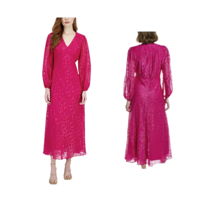 Taylor Petite Clip-Dot Chiffon Maxi Dress - Pinkolious  |  Size:  2P   |   Color:  Pinkolicious  |  0065