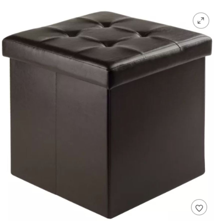 Ashford Ottoman with Storage Faux Leather, Espresso 15 X 15 X 15.75 in.