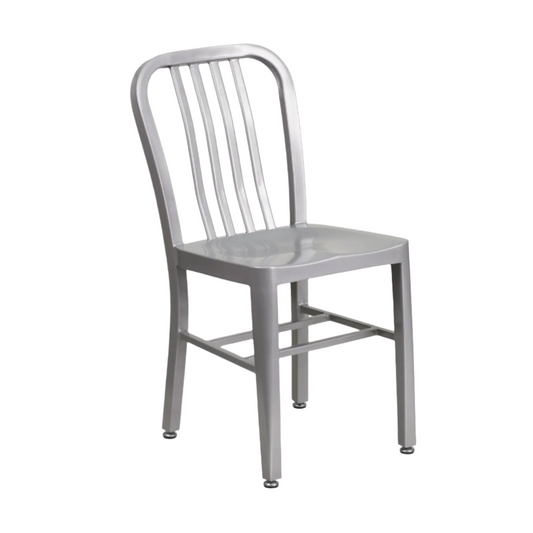 Commercial-Grade Metal Indoor/Outdoor Chair, Silver (Set of 2)