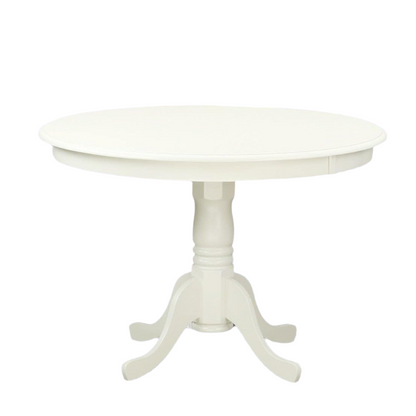 Modern Kitchen Round Dining Table Top with Pedestal Base, 42x42 Inch, Linen White