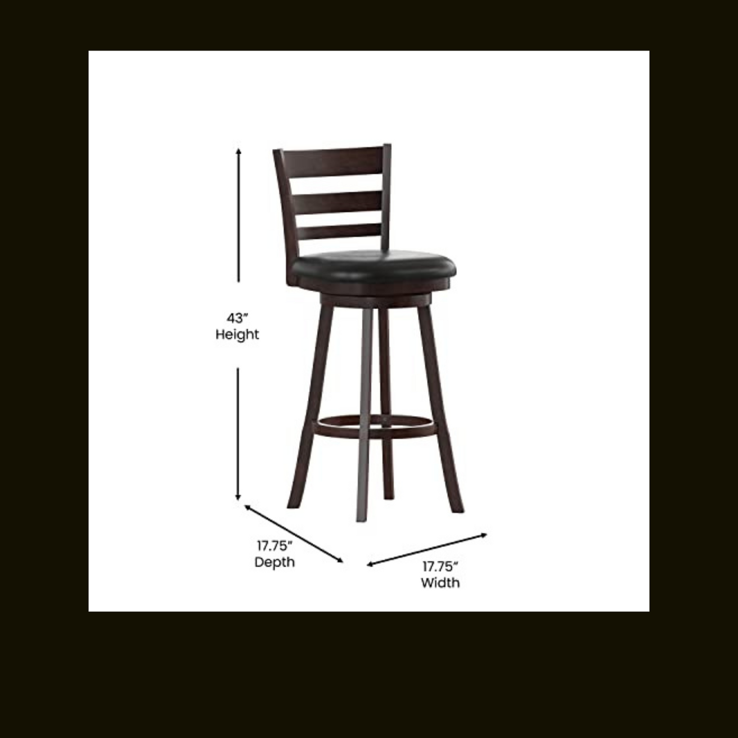 Wood Classic Ladderback Swivel Bar Height Barstool (1 Available)