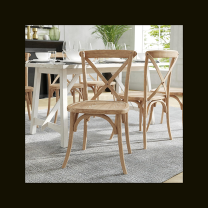 Flash Furniture Advantage Natural With White Grain X-Back Chair SET OF 2 Dining Rooms