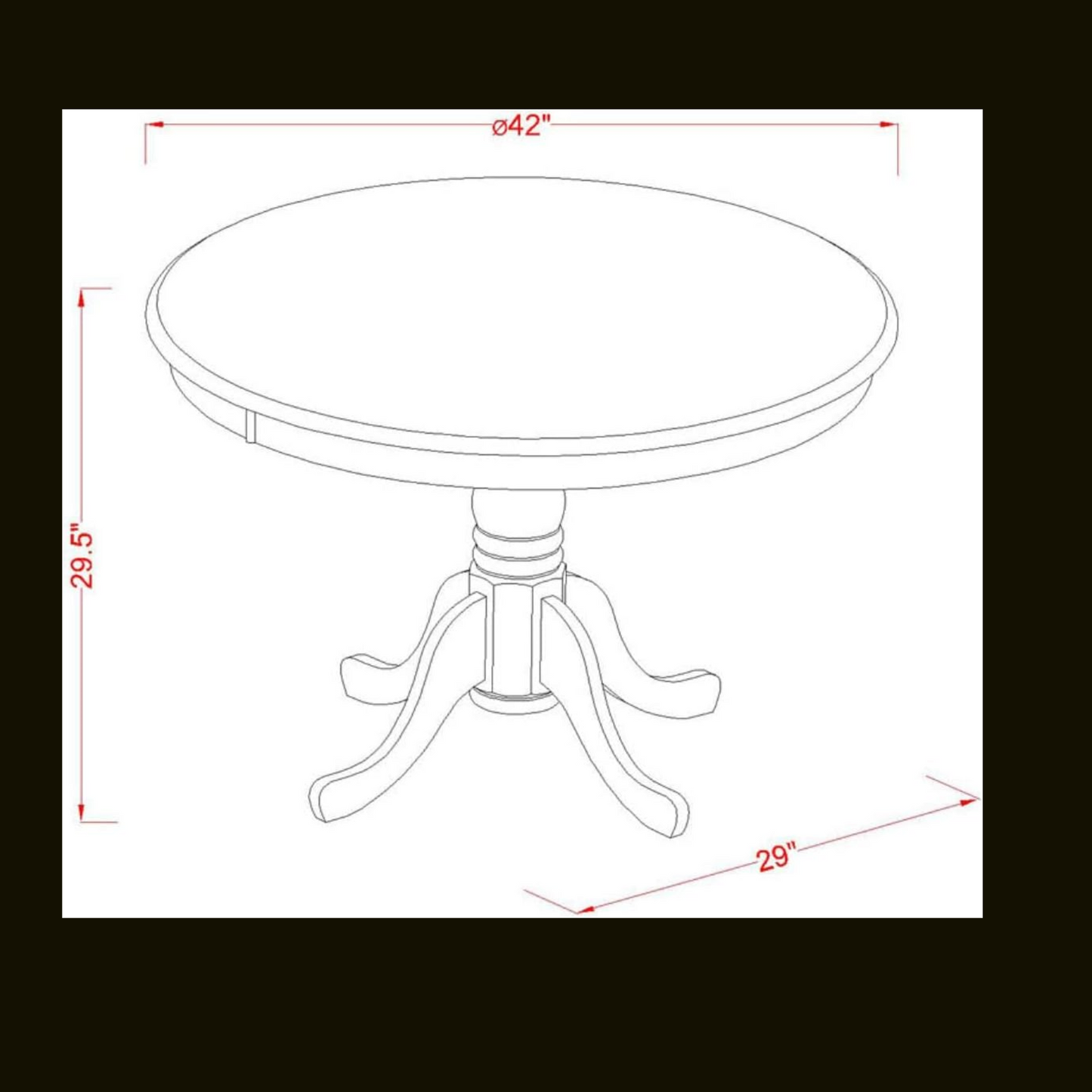 Modern Kitchen Round Dining Table Top with Pedestal Base, 42x42 Inch, Linen White