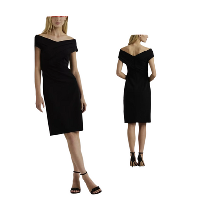 Lauren Ralph Lauren Women's Crepe Off-the-Shoulder Dress, Black   |  Size:  2   |   Color:  Black  |  0069