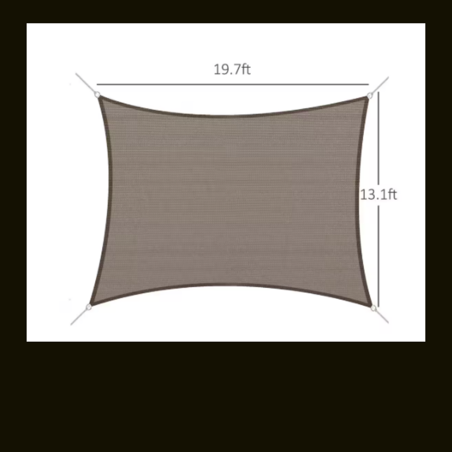 Outdoor Patio Sun Shade Sail Canopy 13 ft. x 20 ft. - Brown Rectangle