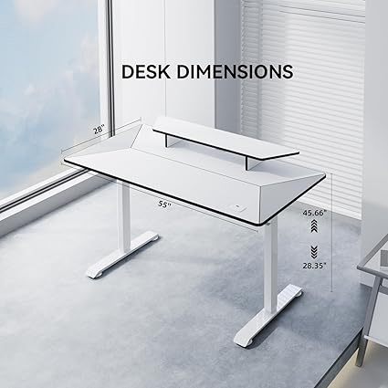 Electric Height Adjustable Desk (White 55x28 in)