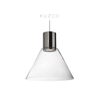 Single LED Pendant with Heavy Gauge Steel and Clear Trapezium Shaped Glass