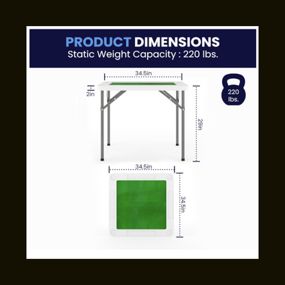 Square Folding Game Table with Green Playing Surface 34.5 in.