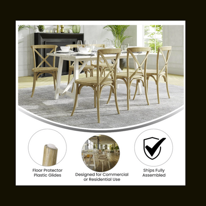 Flash Furniture Advantage Natural With White Grain X-Back Chair SET OF 2 Dining Rooms