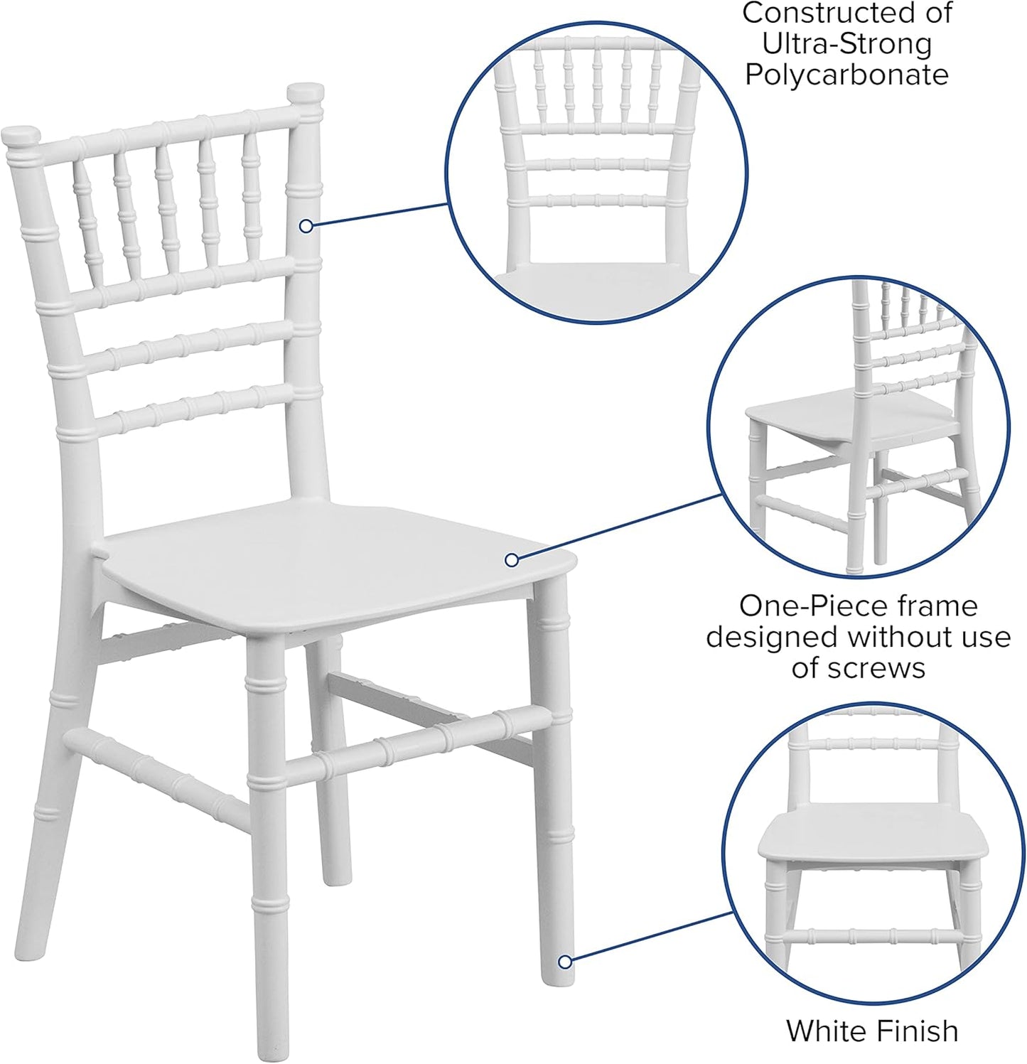 EMMA + OLIVER Child’s All Occasion White Resin Chair - SET OF 2 CHILDREN'S CHAIRS