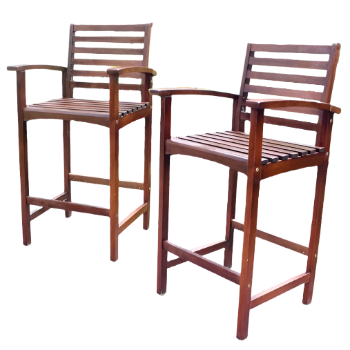 Highland Acacia Maine Bar Stool with Arms (Set of Two)