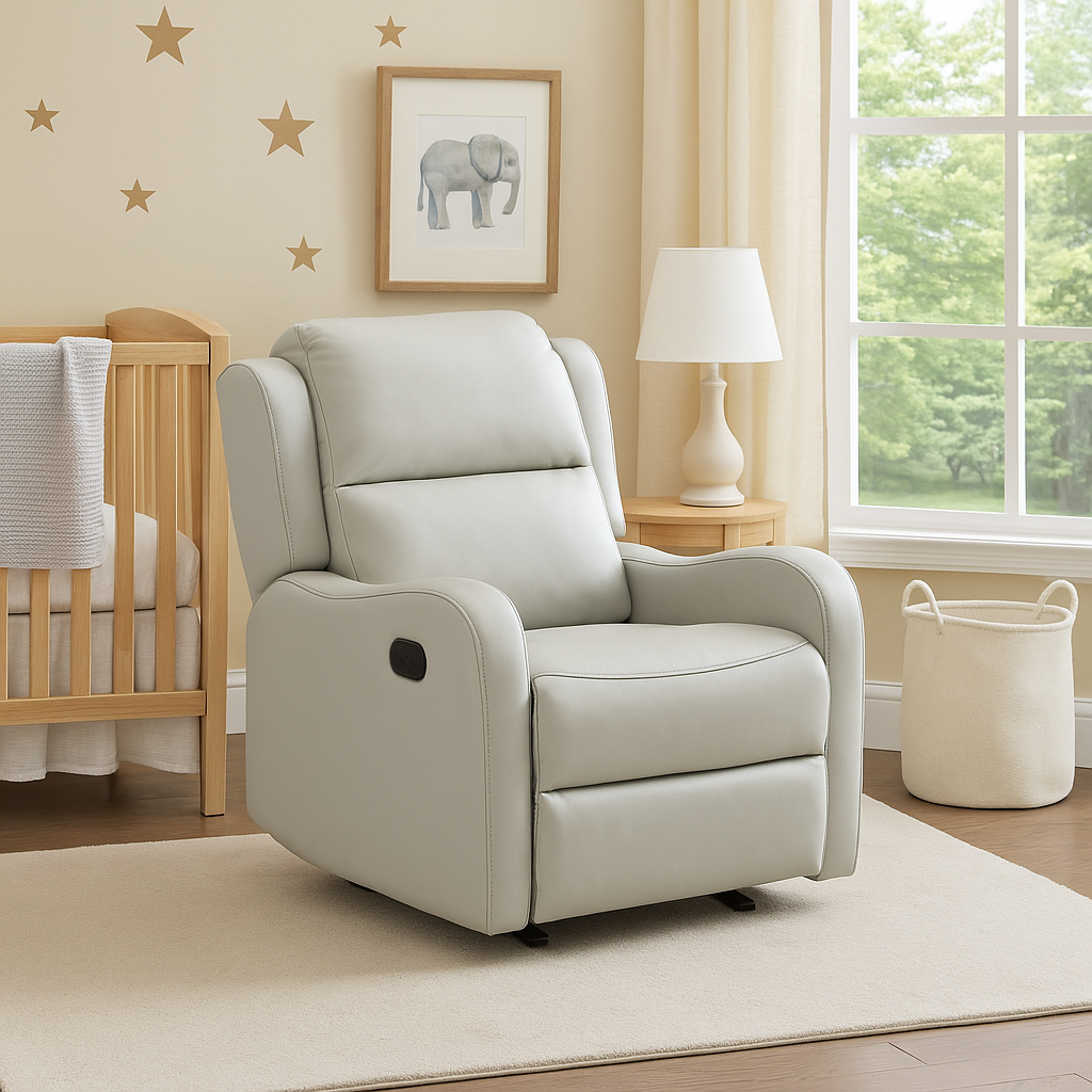 Lazzara Taupe Faux Leather Glider Recliner