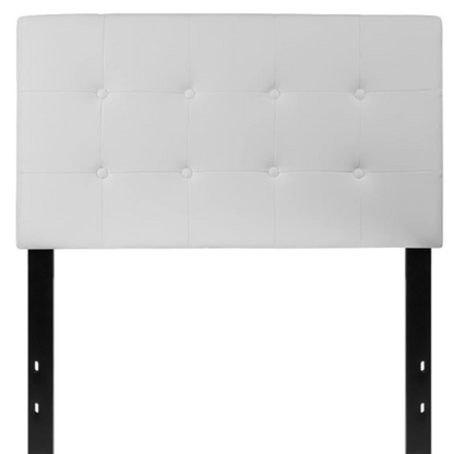 Tufted White Vinyl Upholstered Twin Size Headboard