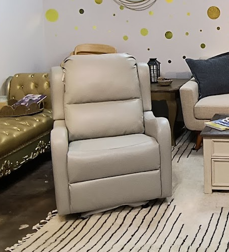 Lazzara Taupe Faux Leather Glider Recliner