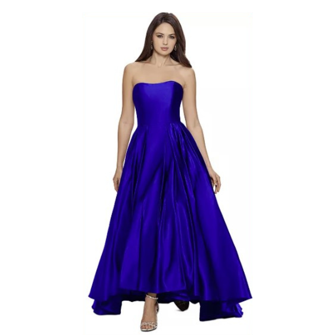 Betsy & Adam Womens Strapless High-Low Gown Dress  |  Size:  8P   |   Color:  Royal Blue  |  0074