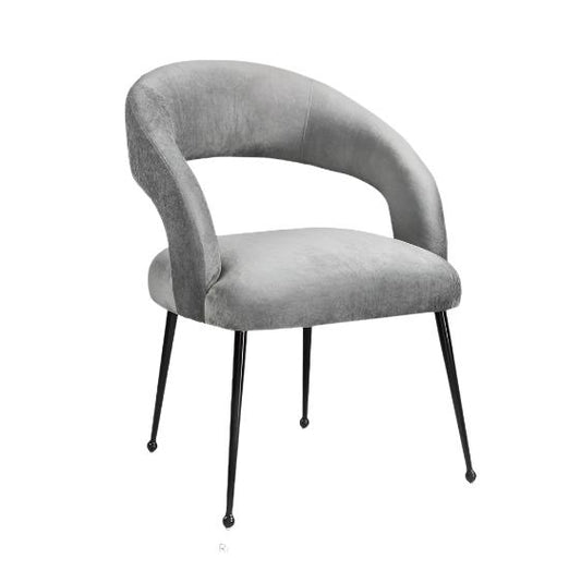 TOV Furniture Rocco Mid Century Modern Glam Dining Chair, 23.6", Slub Grey (1 Available)