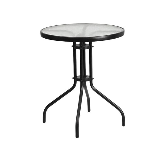 Round Tempered Glass Metal Table 23.75 in.